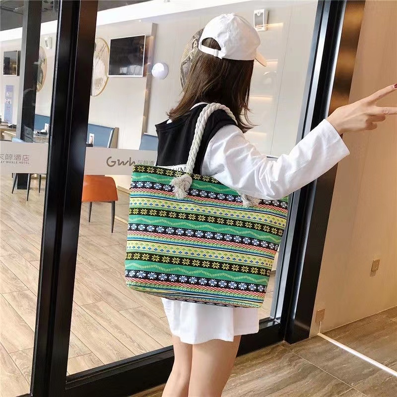 Fashion Folding Women Big Size Handbag Tote Ladies Casual Flower Printing Canvas Graffiti Shoulder Bag Beach Bolsa Feminina  Beach Handbag Portable Large Capacity