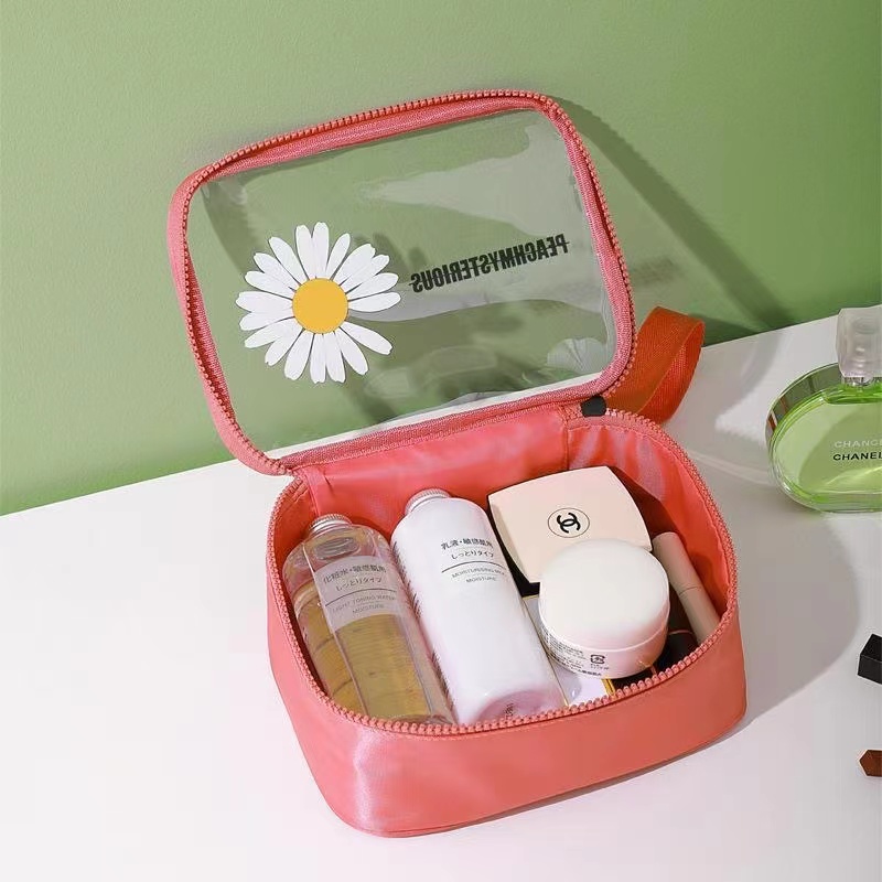 Fruit Element Clear New small daisy  Cosmetic Bag PVC Waterproof Women Makeup Bag Daisy Flower Lady Handbag Travel Makeup Organizer storage bag