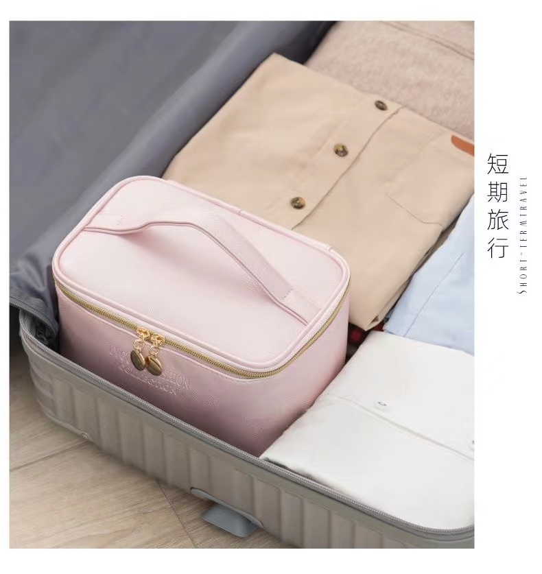 Large Women Cosmetic Bag PU Leather Waterproof Handbag Zipper Make Up Bag Travel Washing Makeup  Toiletry Storage  Organizer Beauty Case