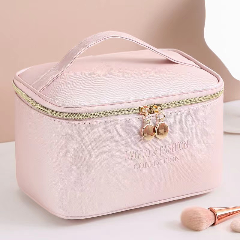 Large Women Cosmetic Bag PU Leather Waterproof Handbag Zipper Make Up Bag Travel Washing Makeup  Toiletry Storage  Organizer Beauty Case