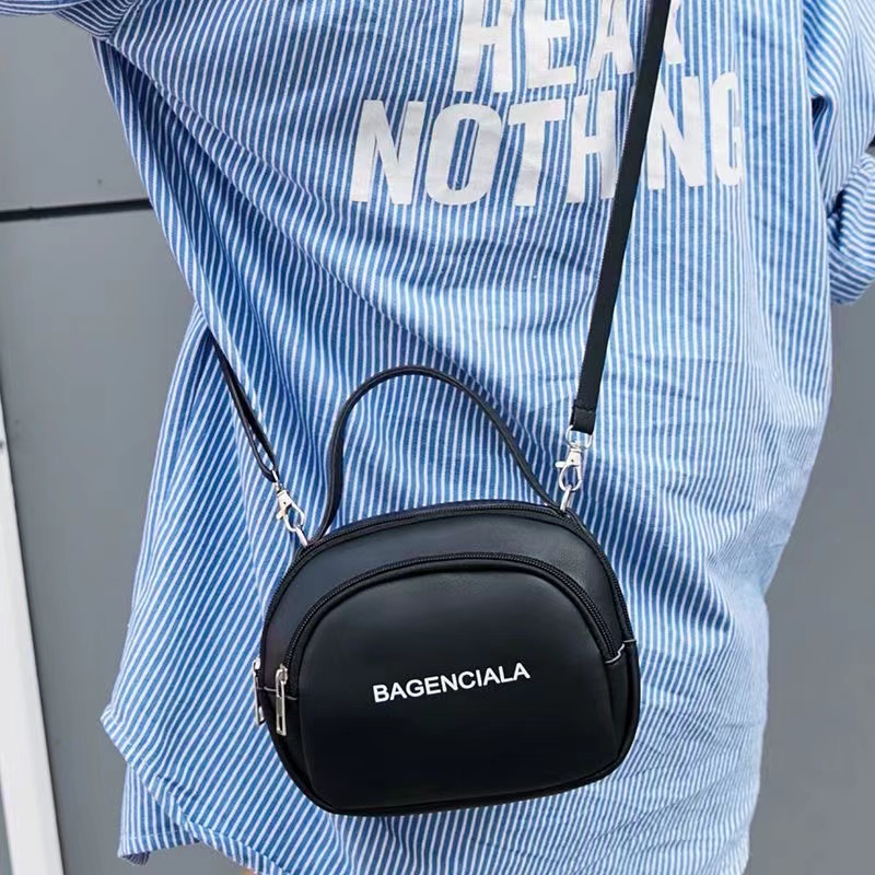 Cute PU Leather Handbag for ladies student girls Letter crossbody Small Messenger bag  Shell bag Shoulder Diagonal Small Round Bag Mobile Phone Zero Wallet Bags