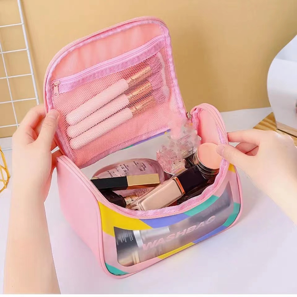 Women Makeup Bags Travel Organizer Clear Cosmetic Bag Toiletries Organizer Waterproof Storage Hanging Bathroom Wash Bag Holder Beauty Case Makeup Pouch handbags
