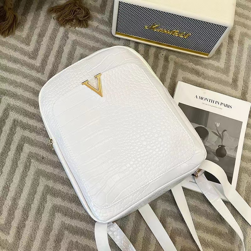 Mini Backpack Crossbody Bag For Teenage Girl oil wax skin Women Shoulder Phone Purse Korean Style Trendy Female Rucksack  V Letter Shoulder Bag Casual Multi-Function Small School Bags For Girls