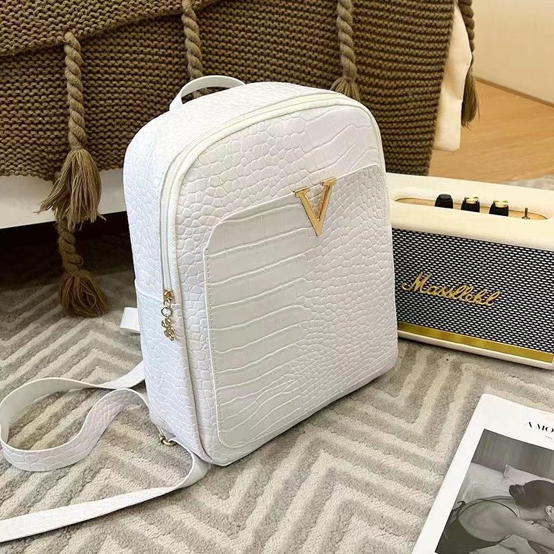 Mini Backpack Crossbody Bag For Teenage Girl oil wax skin Women Shoulder Phone Purse Korean Style Trendy Female Rucksack  V Letter Shoulder Bag Casual Multi-Function Small School Bags For Girls