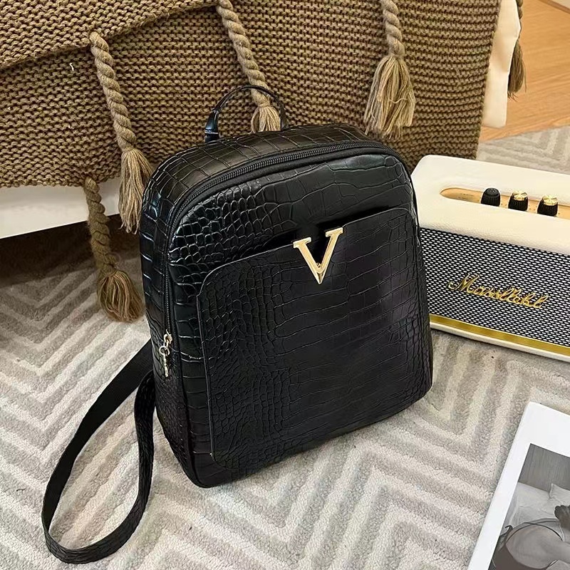 Mini Backpack Crossbody Bag For Teenage Girl oil wax skin Women Shoulder Phone Purse Korean Style Trendy Female Rucksack  V Letter Shoulder Bag Casual Multi-Function Small School Bags For Girls