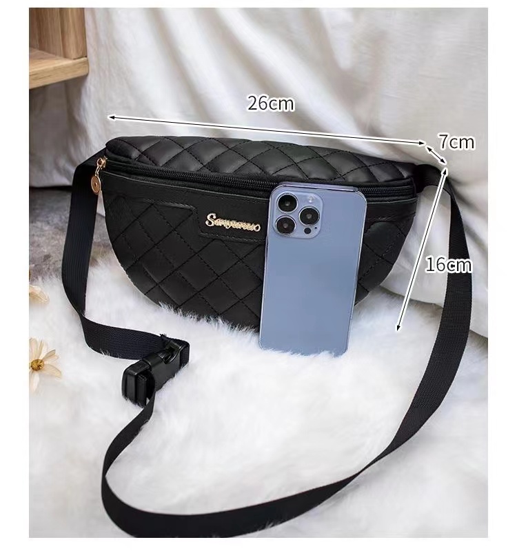 Women's Chest Bag Luxury PU Leather Plaid Waist Bag Fashion Female Shoulder Crossbody Bags Handbags Outdoor Leisure Fanny Pack  For Women Banana Hip Purse