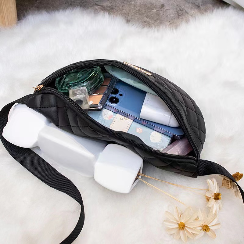 Women's Chest Bag Luxury PU Leather Plaid Waist Bag Fashion Female Shoulder Crossbody Bags Handbags Outdoor Leisure Fanny Pack  For Women Banana Hip Purse