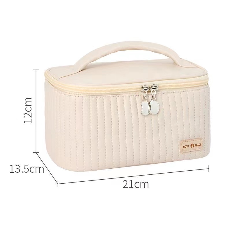 Makeup Bags for Women Travel Toiletry Cute Cases Bag Portable Solid Color Makeup Organizer Box Cosmetic Bag Handbags  Neceser PU Leather   Pouch Makeup Pouch Mistress Gift