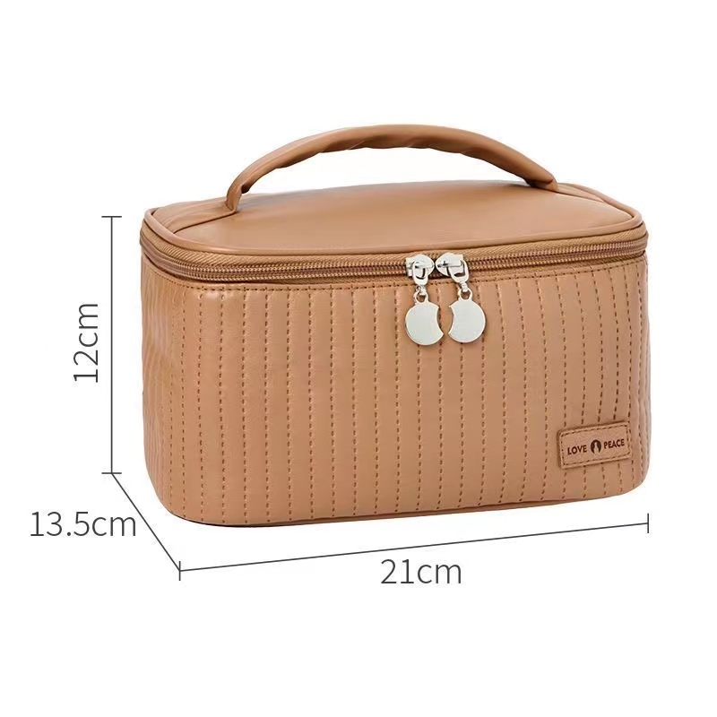 Makeup Bags for Women Travel Toiletry Cute Cases Bag Portable Solid Color Makeup Organizer Box Cosmetic Bag Handbags  Neceser PU Leather   Pouch Makeup Pouch Mistress Gift