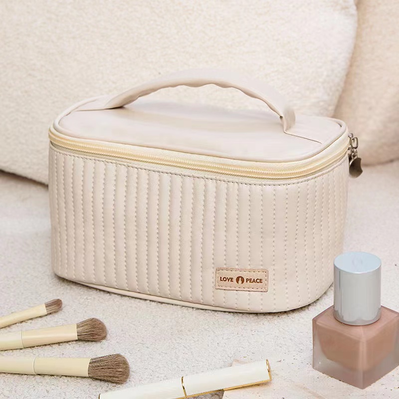 Makeup Bags for Women Travel Toiletry Cute Cases Bag Portable Solid Color Makeup Organizer Box Cosmetic Bag Handbags  Neceser PU Leather   Pouch Makeup Pouch Mistress Gift