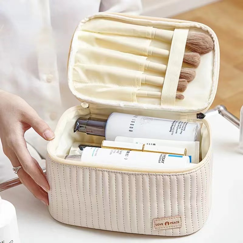 Makeup Bags for Women Travel Toiletry Cute Cases Bag Portable Solid Color Makeup Organizer Box Cosmetic Bag Handbags  Neceser PU Leather   Pouch Makeup Pouch Mistress Gift