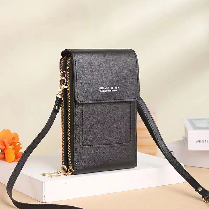 Women Bags Soft Leather Wallets Touch Screen Mobile Phone Bag for Female Mini Card Holder for Key Coin Purse Vertical Crossbody Shoulder Strap Handbag for Female Luxury Messenger Bags Money Bags