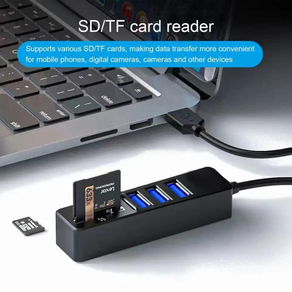 Reliable 5-in-1 USB Hub Portable Driver-free High-speed Transmission USB 3.0 Multi Splitter Adapter SD-Card/TF Card Reader For PC Laptop Computers