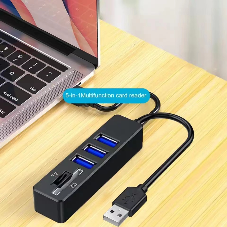 Reliable 5-in-1 USB Hub Portable Driver-free High-speed Transmission USB 3.0 Multi Splitter Adapter SD-Card/TF Card Reader For PC Laptop Computers
