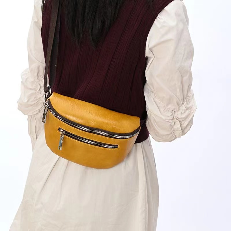 Soft Messenger Bag For Women Elegant Solid Colour Soft PU Waist Pack Men's Chest Bags Small Phone Wallet Coin Purse Single Shoulder Card HolderFemale Crossbody Chest Bag