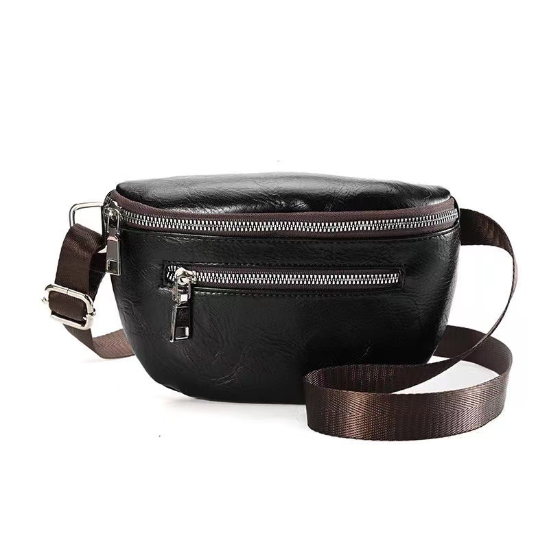 Soft Messenger Bag For Women Elegant Solid Colour Soft PU Waist Pack Men's Chest Bags Small Phone Wallet Coin Purse Single Shoulder Card HolderFemale Crossbody Chest Bag