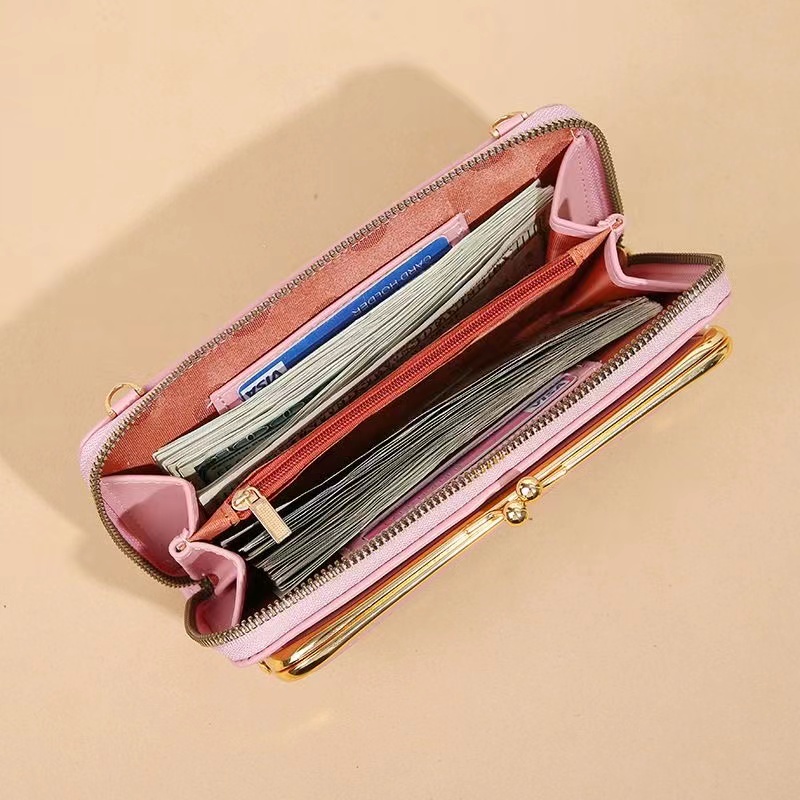 New Pattern Women Long Wallet Shoulder Crossbody Bag Handbags Ladies Phone Pocket Card Holder Purse  Leather Wallet Female  Messenger Bag Large-capacity Card Holder Fashion Girl Wallet Dropshipping