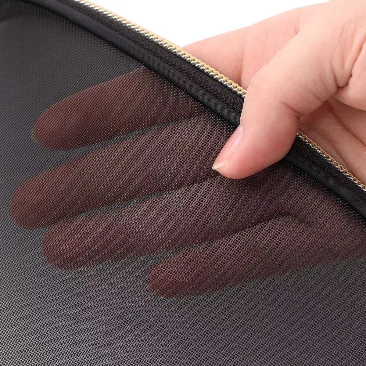 Black Mesh Women's Cosmetic Bag Transparent Travel Comsetics Brushes Organizer Beauty Case Small Large Toiletry Makeup Bag Lipstick Storage Bag Handbags