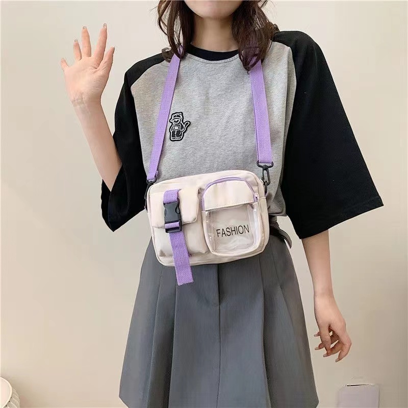 Cute Small bag girl heart soft cute students shoulder bag  Harajuku messenger bag Pure Color Kawaii Crossbody Bags Handbags