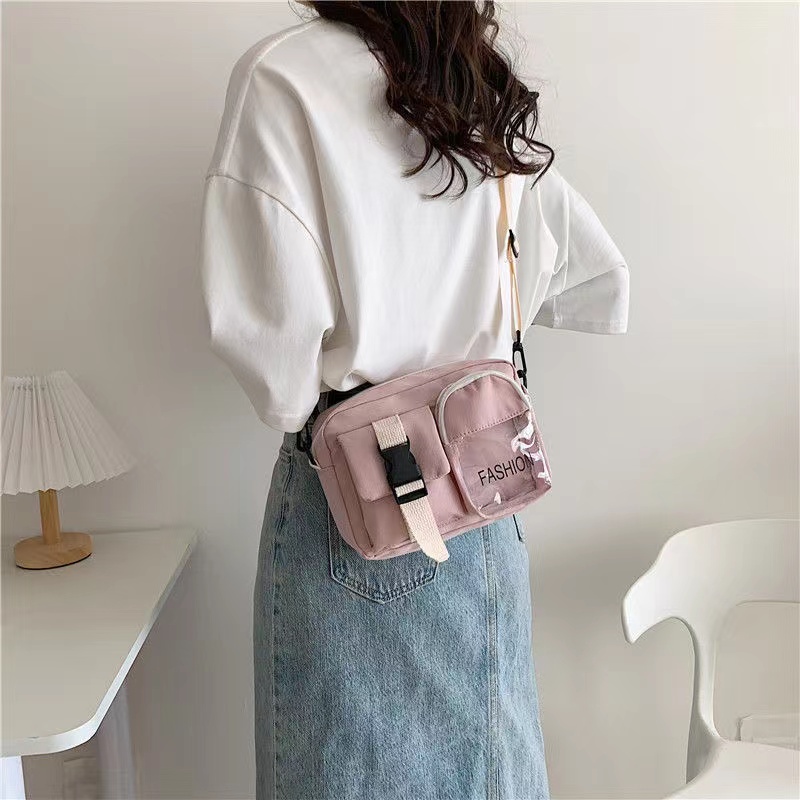 Cute Small bag girl heart soft cute students shoulder bag  Harajuku messenger bag Pure Color Kawaii Crossbody Bags Handbags