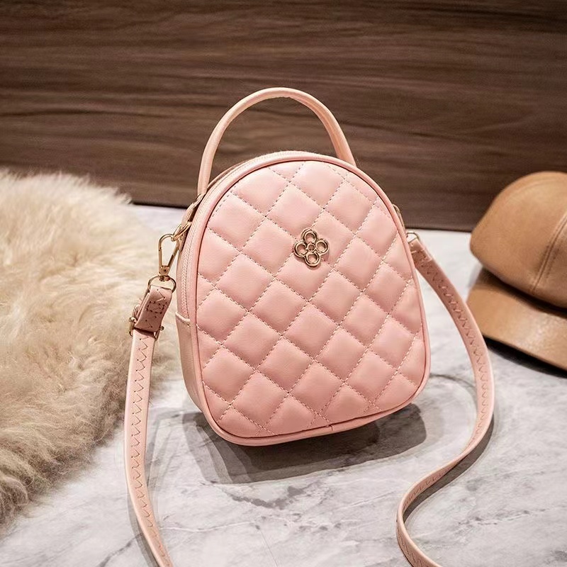 Fashion  Small Round Crossbody Bags for Women Ladies Korean Version Trend Simple Crossbody Bag Women PU Leather Plaid  Shoulder Bag Purses and Handbags Luxury Bags