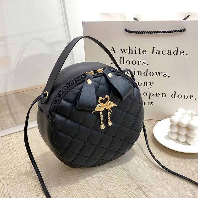 Women's PU Luxury Shoulder Lingge HandBagS Crossbody Fashion Ladies Purses and Handbags Solid Color Small Round Bags for Women Clutch Solid Color Small Round Bag Clutch Handbags