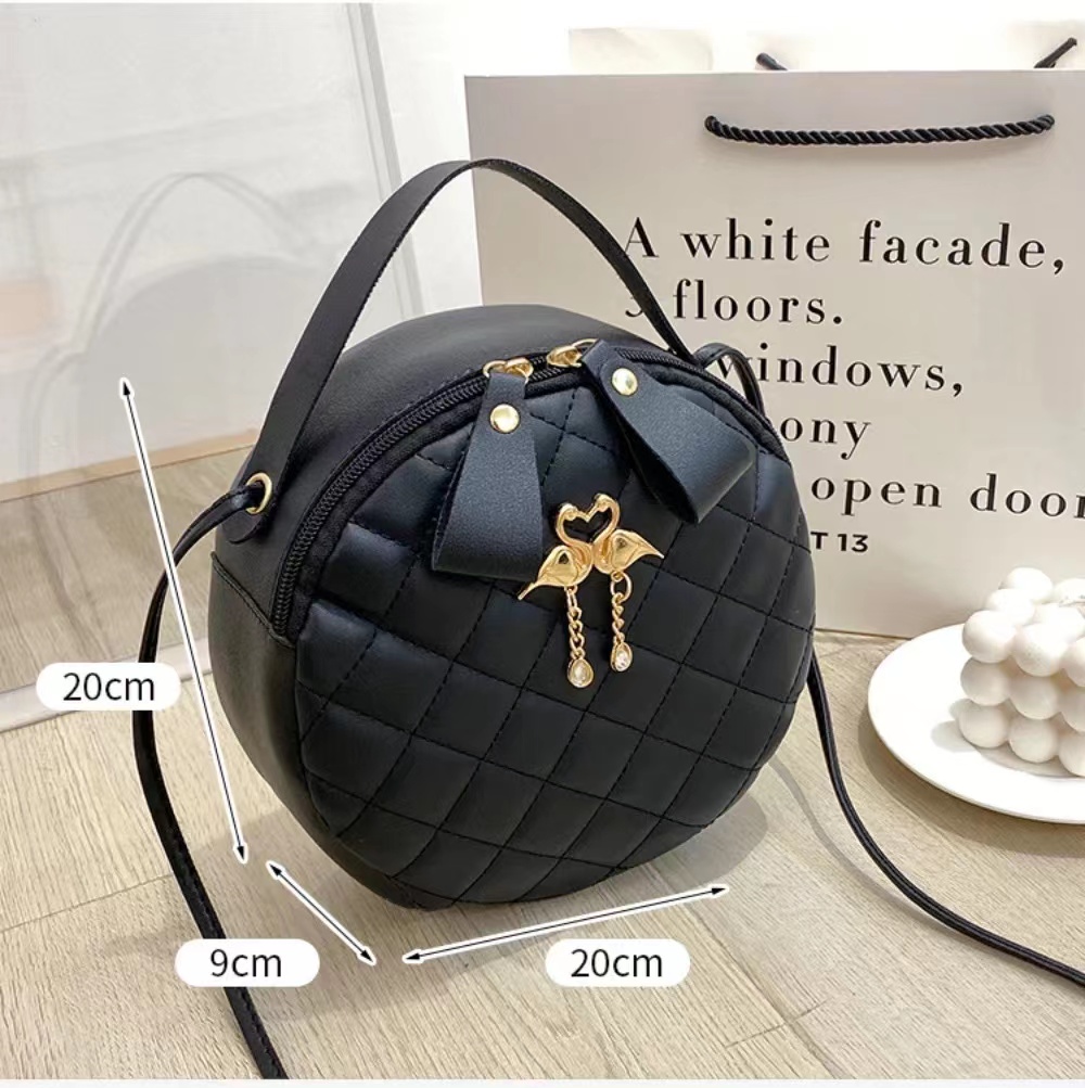 Women's PU Luxury Shoulder Lingge HandBagS Crossbody Fashion Ladies Purses and Handbags Solid Color Small Round Bags for Women Clutch Solid Color Small Round Bag Clutch Handbags