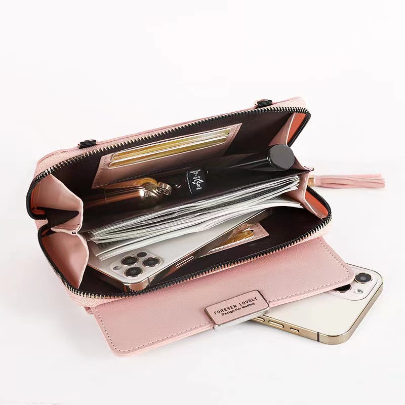 Women Shoulder Strap Bag Multifunction Long Wallet Fashion Tassel HandBag Hasp Card Holder Ladies Small Crossbody Cell Phone Bag Shoulder Bags Lady Hasp Zipper Purse