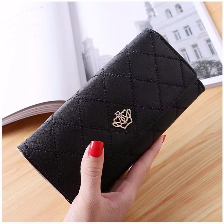 Women Wallet Lady Clutch Leather Plaid Hasp Female Wallets Long Length Card Holder Phone Bag Handbags Money Coin Pocket Ladies Purses  Case Purse