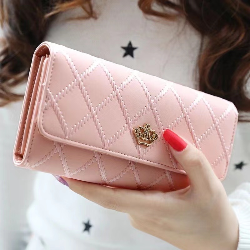 Women Wallet Lady Clutch Leather Plaid Hasp Female Wallets Long Length Card Holder Phone Bag Handbags Money Coin Pocket Ladies Purses  Case Purse
