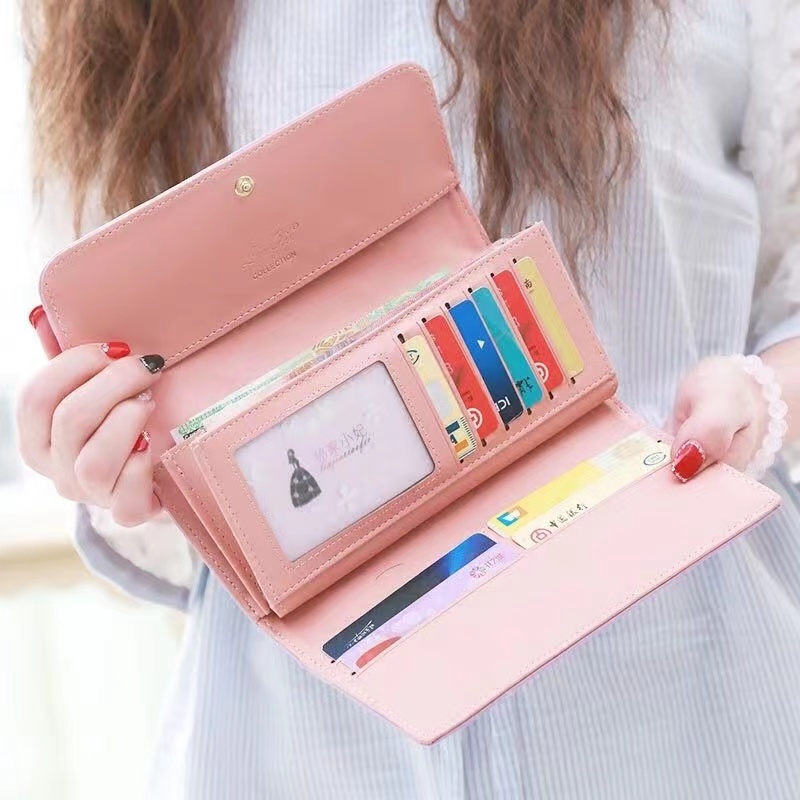Women Wallet Lady Clutch Leather Plaid Hasp Female Wallets Long Length Card Holder Phone Bag Handbags Money Coin Pocket Ladies Purses  Case Purse
