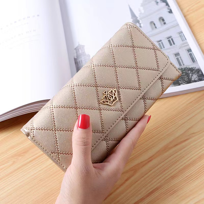 Women Wallet Lady Clutch Leather Plaid Hasp Female Wallets Long Length Card Holder Phone Bag Handbags Money Coin Pocket Ladies Purses  Case Purse