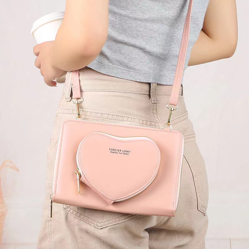 Cross-border mobile phone bag women's purse Korean Female version large capacity multi-functional retro single shoulder crossbody bag Zipper   handbag