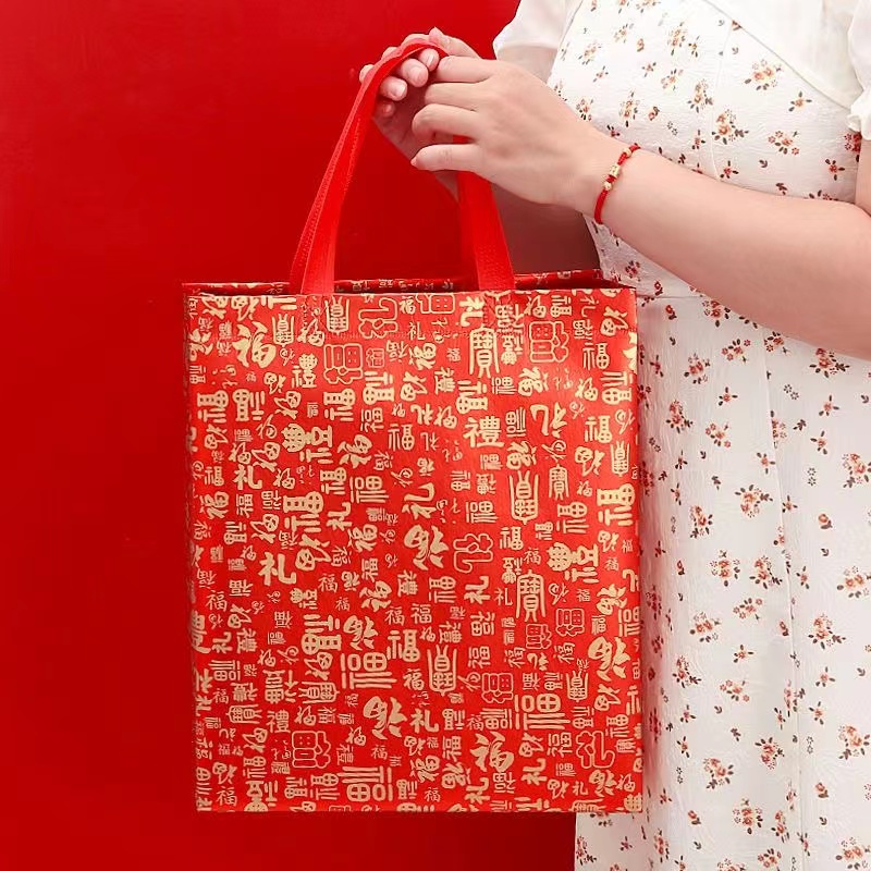 5PCS Women Men Reusable Shopping Bag Simple Large Folding Tote Grocery Bags Convenient Traveling Storage Handbags Non-woven Gift Bags Storage shopper bag Handbags Shop Tote bags