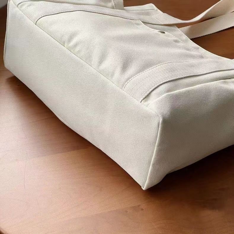 Women Multiple Pockets Handbag Canvas Shoulder Bag Gothic Tote High Quality Large Capacity Cotton Reusable Shopping Beach Bag College Style Student Outfit Book Shoulder Handbag Bag