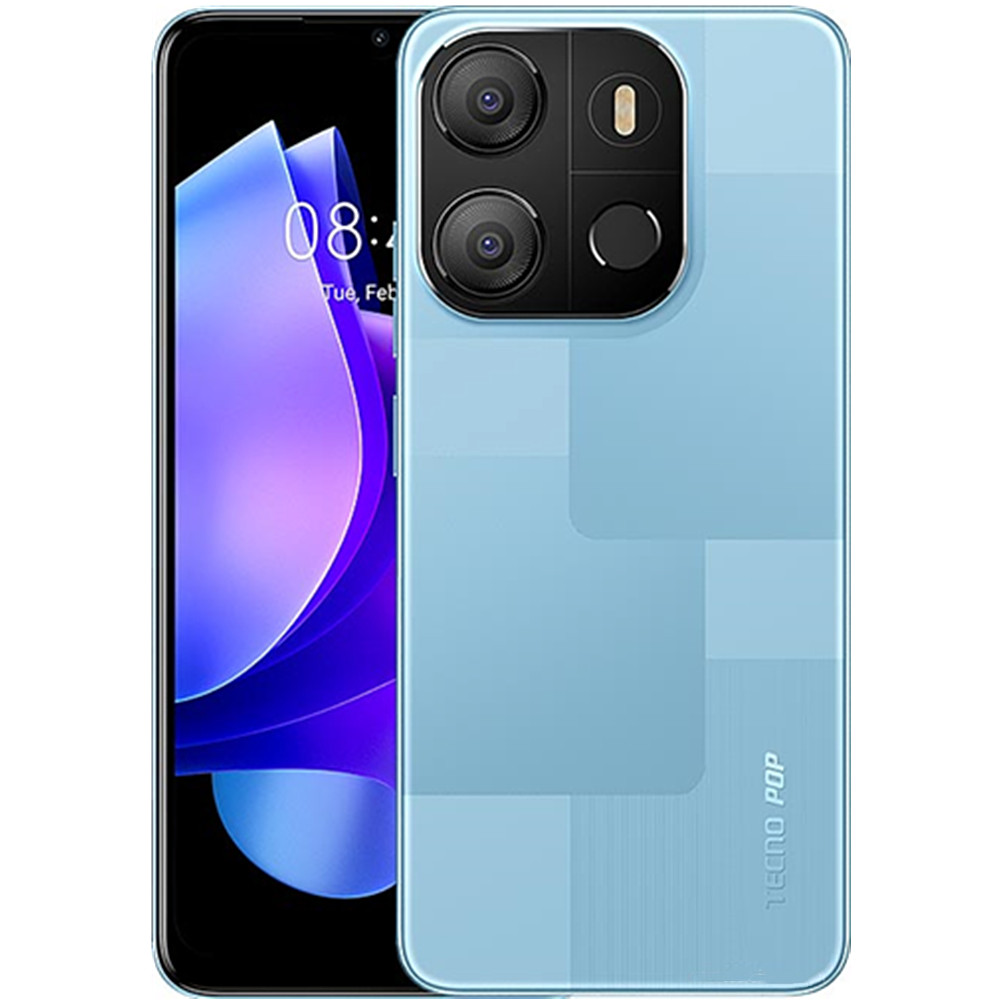 [Limited Offer] TECNO POP 7 64GB + 2GB 6.6" HD+ Big Screen Dual SIM 4G LTE Network 8MP AI Dual Camera 5000mAh Face ID+Rear Fingerprint Unlock OTG Smart Phones