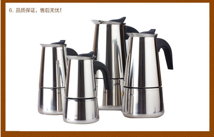 Household Stainless Steel Espresso Mocha Maker Stovetop Coffemaker 100ml 2 Cups Coffee Pot