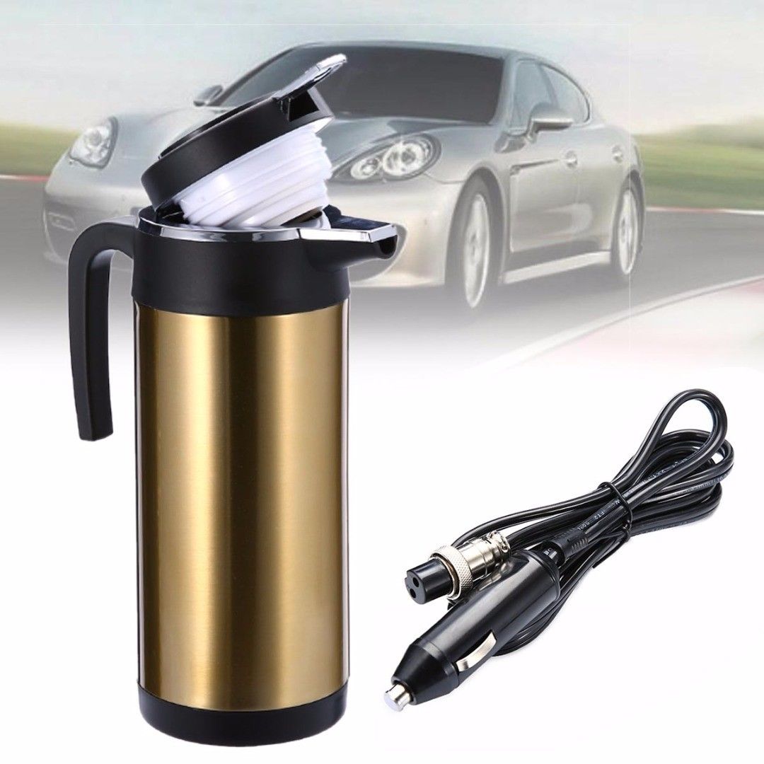 1200ml 24V/12V Stainless Steel Electric In-Car Kettle Heated Mug Water Bottle Cup