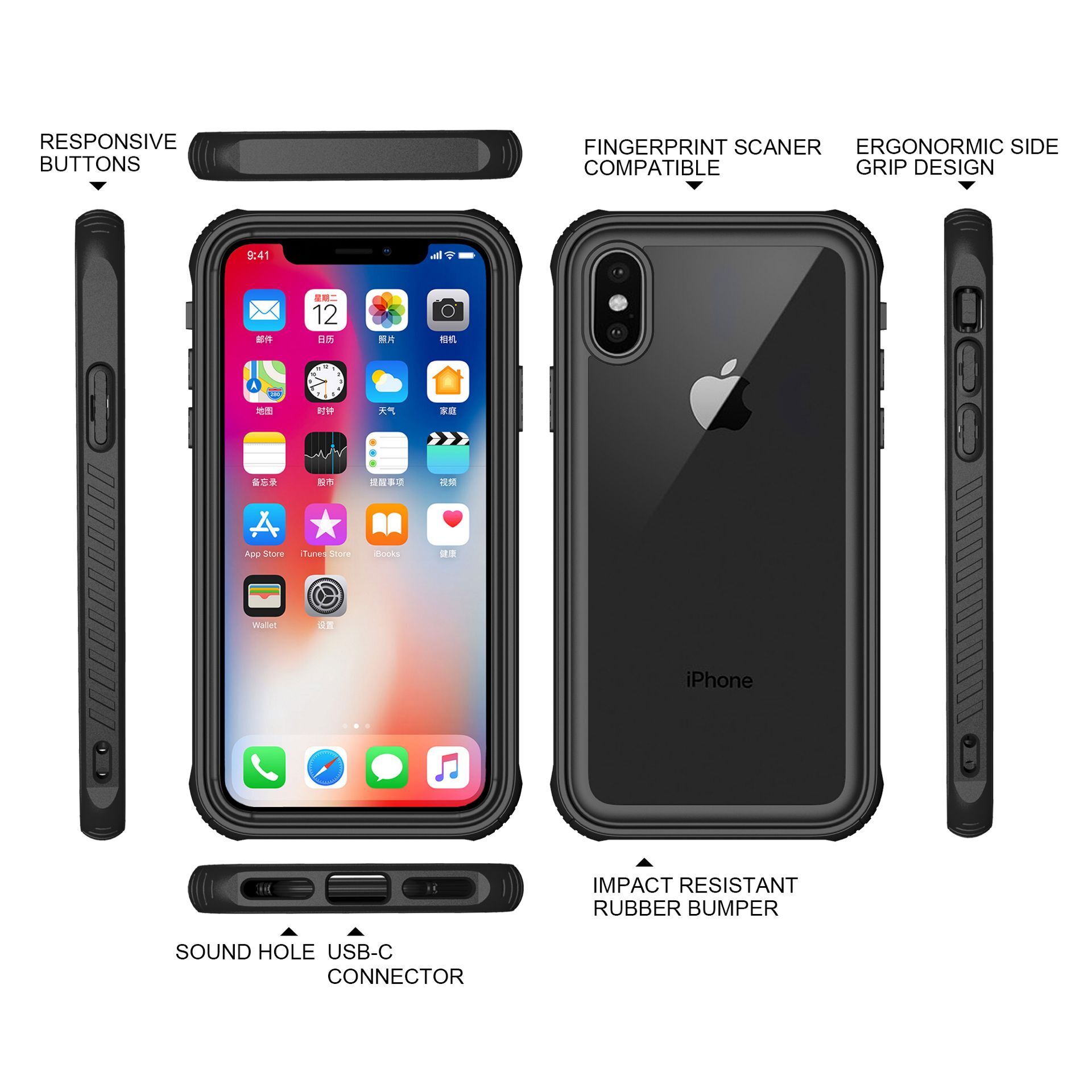 Mobile Case Cover for iPhone X completely water-proof Cases Cover