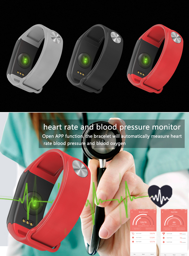 Healthy Smart Bracelet Smartwatch with monitoring Heart rate Bloodpressure Blood Oxygen function