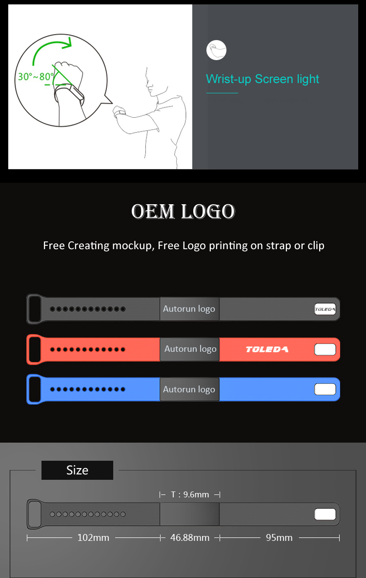 Smart Bracelet Screen Touching and Direction Option Sport Watch Smart Bracelet Suppot FLAGFIT