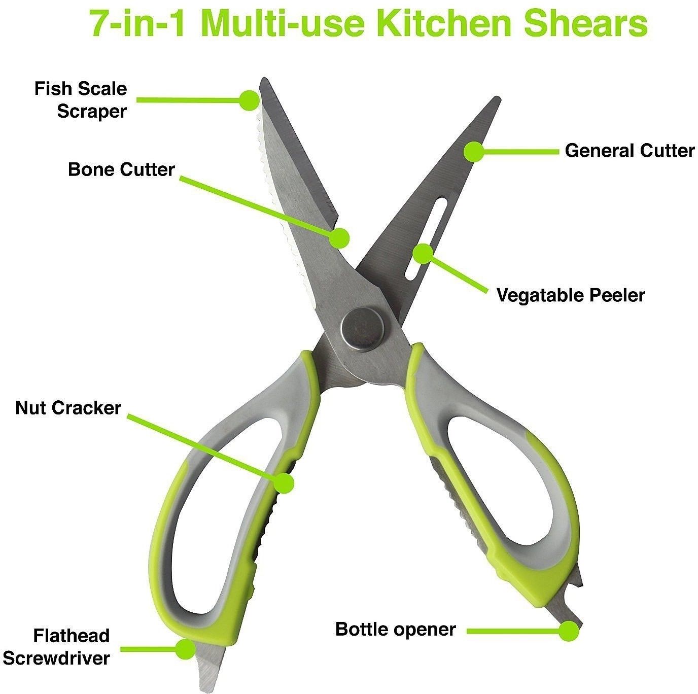 Multi-Use Stainless Steel Kitchen Shears Multi-Purpose Utility Kitchen Scissors