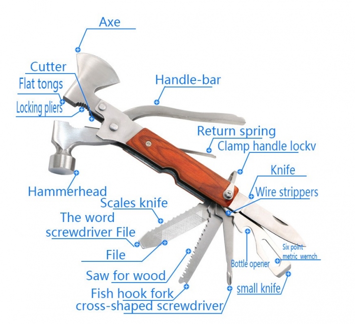 Multi Purpose Outdoor Camping Emergency Survival Tools Axe Hatchet Hammer Tool