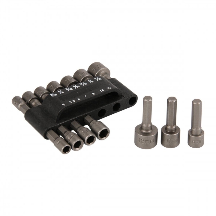 14pcs Power Nut Driver Drill Bit Set Metric Socket Wrench Screw 1/4&quot;