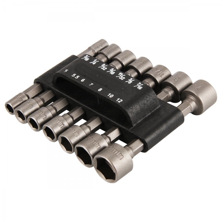 14pcs Power Nut Driver Drill Bit Set Metric Socket Wrench Screw 1/4&quot;