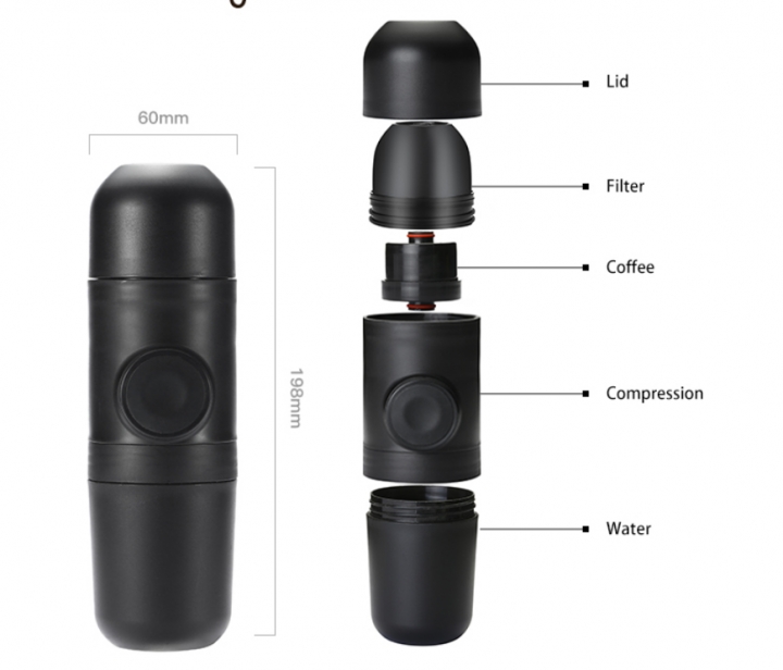 Shevi MINIPRESSO GR Portable Espresso Maker - Hand-pump Expresso Coffee Machine