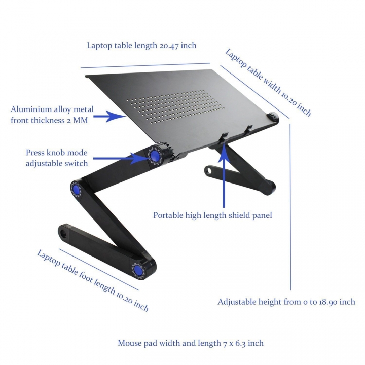 Computer Desk Portable Adjustable Foldable Laptop Notebook Lap PC Folding Table
