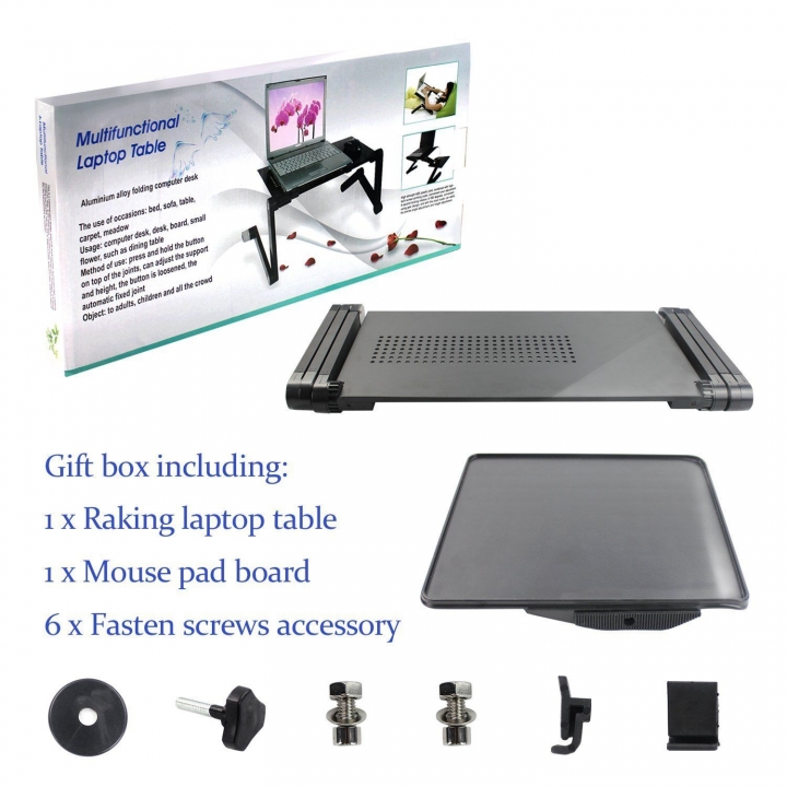 Computer Desk Portable Adjustable Foldable Laptop Notebook Lap PC Folding Table