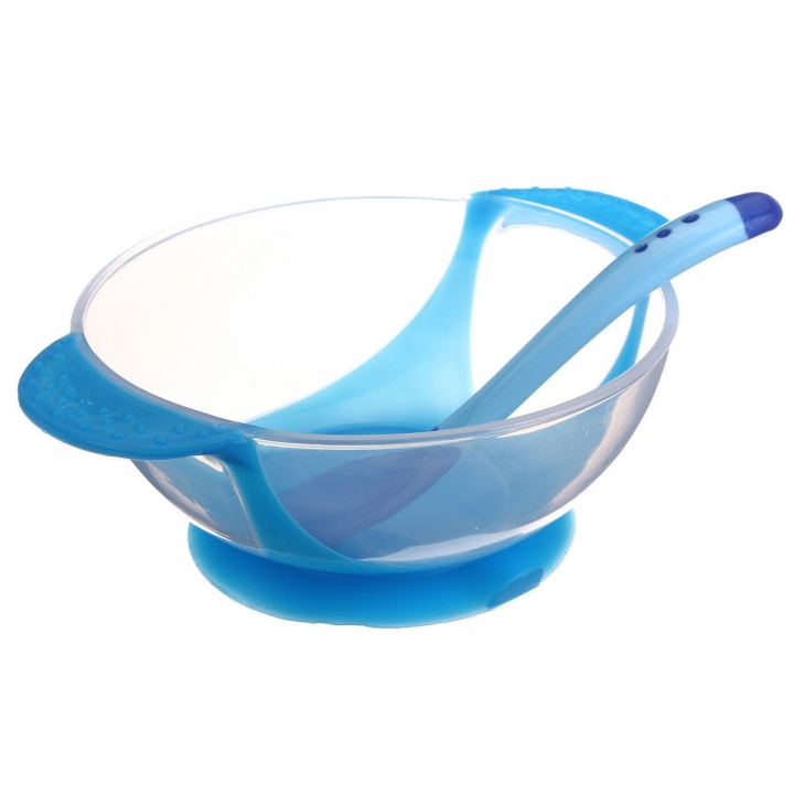 Shevi Baby Feeding Bowl Sucker Tableware With Temperature Sensing Spoon Children Plate