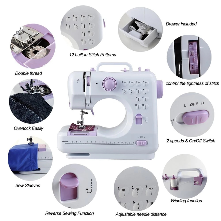 Shevi Home Tool 12Stitches Automatic Sewing Machine Knitting Machine Multifunction Presser UK plug